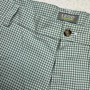 IZOD Golf Shorts Mens 38 Green White Check X-Treme Function Performance